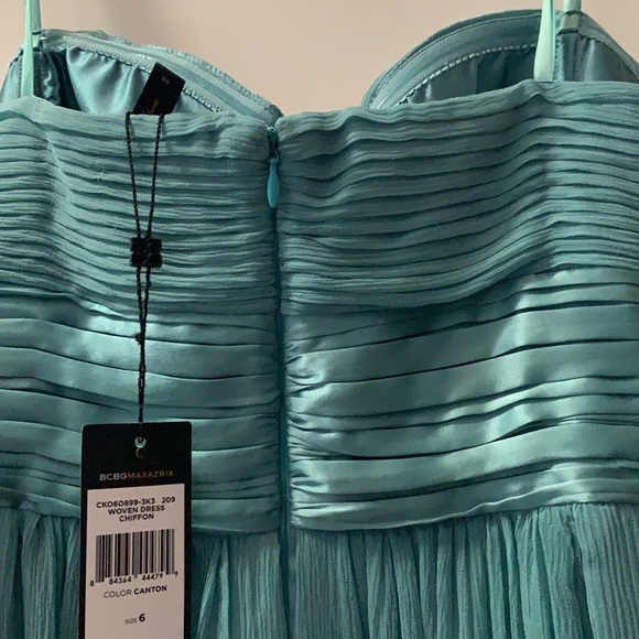 BCBGMAXAZRIA woven dress chiffon NWT size 6 color canton - Picture 9 of 12